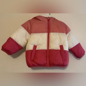 Swiss Tech Pink and Cream Kids Puffer Jacket
